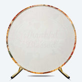 Lofaris Wood Pumpkin Thankful Blessed Autumn Round Backdrop